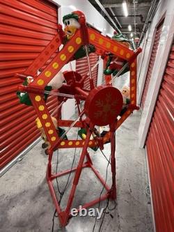 RARE GEMMY 2007 CHRISTMAS FERRIS WHEEL ROTATES LIGHTS UP 5' With 6 CHARACTER SWING
