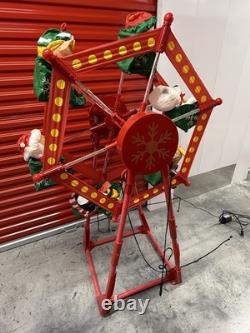 RARE GEMMY 2007 CHRISTMAS FERRIS WHEEL ROTATES LIGHTS UP 5' With 6 CHARACTER SWING