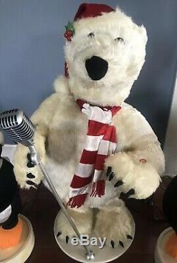 RARE! Gemmy 3 Piece Animated Christmas Band Polar Bear And Penguin Combo WithBox