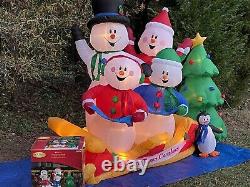 RARE Gemmy 8 Musical Lightshow Caroling Snowmen Christmas Airblown Inflatable