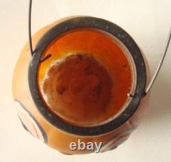 RARE HALLOWEEN GLASS PUMPKIN JACK-O-LANTERN CANDY CONTAINER, EXCELENT, 1920's