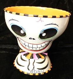RARE Large Department 56 Halloween Skeleton Ghoul Candy Bowl Dish Retired