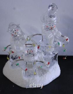 RARE Living Home Illuminated Acrylic Ice Cube Snowman Family Figures Christmas