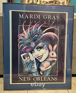 RARE Mardi Gras 1989 New Orleans MAGIC Poster Andrea Mistretta Authenticated OG