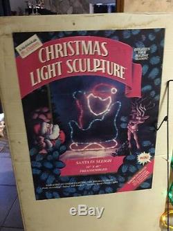 RARE Mr Christmas Silhouette Light Sculpture Santa In Sleigh 48 X 32 IN BOX