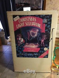 RARE Mr Christmas Silhouette Light Sculpture Santa In Sleigh 48 X 32 IN BOX