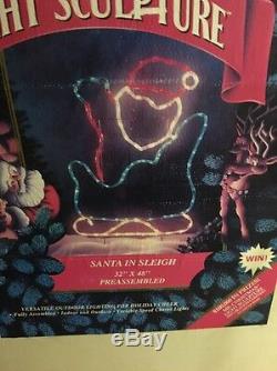 RARE Mr Christmas Silhouette Light Sculpture Santa In Sleigh 48 X 32 IN BOX