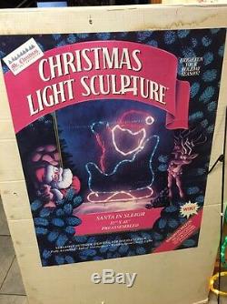 RARE Mr Christmas Silhouette Light Sculpture Santa In Sleigh 48 X 32 IN BOX