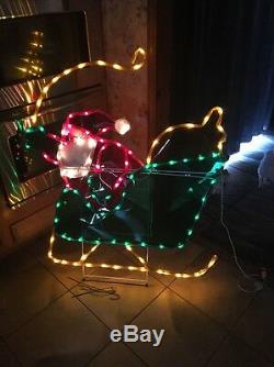 RARE Mr Christmas Silhouette Light Sculpture Santa In Sleigh 51 X 42 HUGE