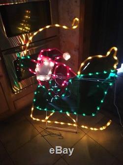 RARE Mr Christmas Silhouette Light Sculpture Santa In Sleigh 51 X 42 HUGE