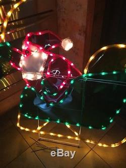 RARE Mr Christmas Silhouette Light Sculpture Santa In Sleigh 51 X 42 HUGE