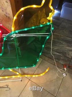 RARE Mr Christmas Silhouette Light Sculpture Santa In Sleigh 51 X 42 HUGE