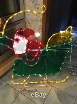 RARE Mr Christmas Silhouette Light Sculpture Santa In Sleigh 51 X 42 HUGE