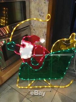 RARE Mr Christmas Silhouette Light Sculpture Santa In Sleigh 51 X 42 HUGE