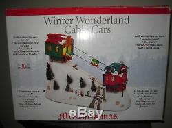 RARE Mr Christmas Winter Wonderland Moving Cable Cars & Skiers Music Box Mint