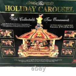 RARE New Bright 1997 Supersize Animated Christmas Holiday Musical Carousel WORKS