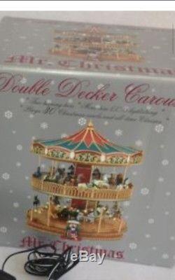 RARE-Nottingham FairDouble Decker Holiday Music Light Up Carousel-Mr. Christmas