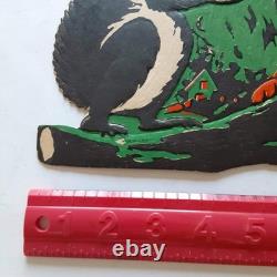 RARE Old Vintage Halloween Cardboard Diecut Die Cut Beistle Squirrel Owl 1930-50