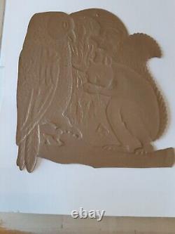 RARE Old Vintage Halloween Cardboard Diecut Die Cut Beistle Squirrel Owl 30s-50s