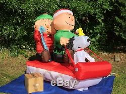 RARE Peanuts Gemmy 7' Lighted Christmas Charlie Brown Linus Airblown Inflatable