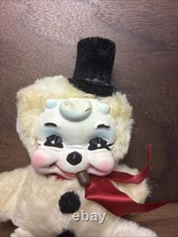 RARE Rushton Star Creation Snowman Christmas Rubber Face MCM Plush Toy 8.5