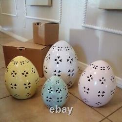 RARE S/4 Pottery Barn Ceramic Terracotta Pierced Egg Spring Easter