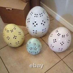 RARE S/4 Pottery Barn Ceramic Terracotta Pierced Egg Spring Easter