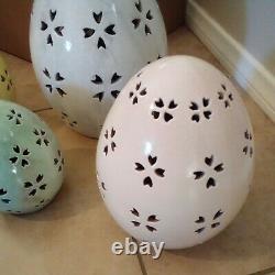 RARE S/4 Pottery Barn Ceramic Terracotta Pierced Egg Spring Easter