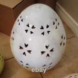 RARE S/4 Pottery Barn Ceramic Terracotta Pierced Egg Spring Easter