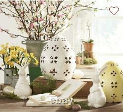 RARE S/4 Pottery Barn Ceramic Terracotta Pierced Egg Spring Easter With Tags