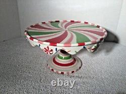 RARE Set of 3 Tier DEPT 56 GLITTERVILLE Christmas Swirl Candy CAKE PLATEs