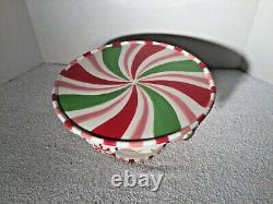 RARE Set of 3 Tier DEPT 56 GLITTERVILLE Christmas Swirl Candy CAKE PLATEs