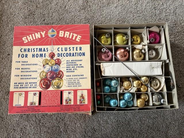 Rare Shiny Brite Vtg 1940s Christmas Cluster Centerpiece Kit Glass Holiday