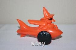 RARE VTG Halloween Witch Rocket Rosbro Kokomold Candy Container ORIGINAL Wheels