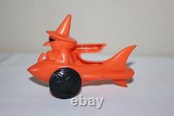 RARE VTG Halloween Witch Rocket Rosbro Kokomold Candy Container ORIGINAL Wheels