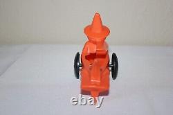 RARE VTG Halloween Witch Rocket Rosbro Kokomold Candy Container ORIGINAL Wheels