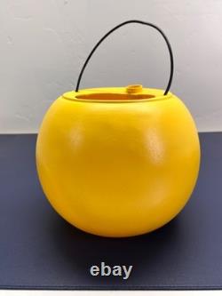 RARE Vintage Halloween Trick Or Treat Candy Yellow Candy Bucket Witch & Cat S4