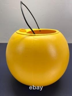 RARE Vintage Halloween Trick Or Treat Candy Yellow Candy Bucket Witch & Cat S4