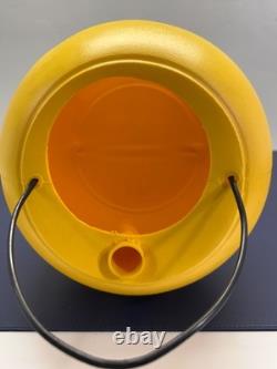 RARE Vintage Halloween Trick Or Treat Candy Yellow Candy Bucket Witch & Cat S4