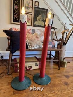 RARE Vintage MCM 1950s Glolite Corp Christmas Light Up Candlesticks 42 Tall