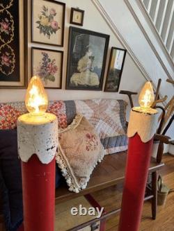 RARE Vintage MCM 1950s Glolite Corp Christmas Light Up Candlesticks 42 Tall