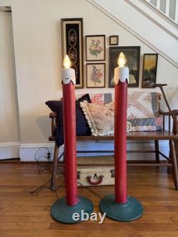 RARE Vintage MCM 1950s Glolite Corp Christmas Light Up Candlesticks 42 Tall