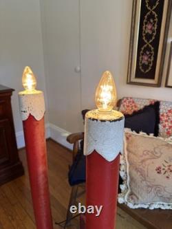 RARE Vintage MCM 1950s Glolite Corp Christmas Light Up Candlesticks 42 Tall
