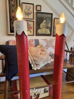 RARE Vintage MCM 1950s Glolite Corp Christmas Light Up Candlesticks 42 Tall