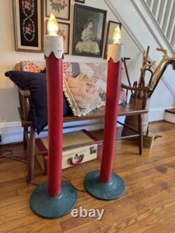RARE Vintage MCM 1950s Glolite Corp Christmas Light Up Candlesticks 42 Tall