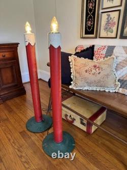 RARE Vintage MCM 1950s Glolite Corp Christmas Light Up Candlesticks 42 Tall