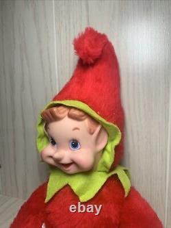 RARE Vintage MCM 60's Rushton Elf with Vinyl Face Plush 15 Christmas