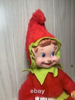 RARE Vintage MCM 60's Rushton Elf with Vinyl Face Plush 15 Christmas