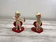 Rare Vintage Pair Cupids Napco Valentines Day Candleholders Hearts 1958 #3b3344