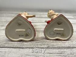 RARE Vintage Pair Cupids Napco Valentines Day Candleholders Hearts 1958 #3B3344